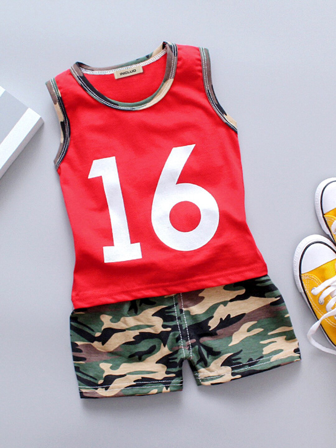 

INCLUD Boys Printed T-shirt with Shorts, Red