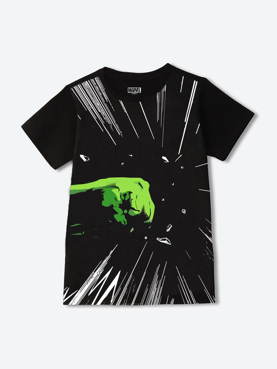 

YK Marvel Boys Printed Pockets T-shirt, Black