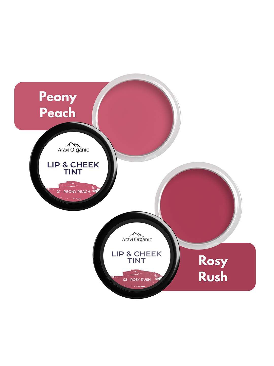 

Aravi Organic Set of 2 Nourishing & Hydrating Lip, Cheek & Eye Tint with Vitamin E, Pink