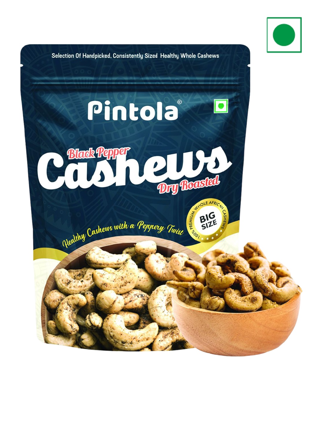 

Pintola Black Pepper Dry Roasted Cashews -100g, Blue