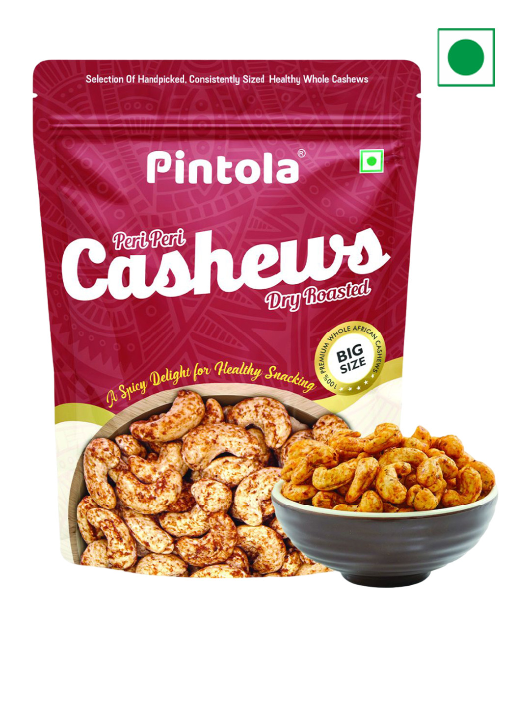 

Pintola Peri Peri Dry Roasted Cashews- 100g, Brown