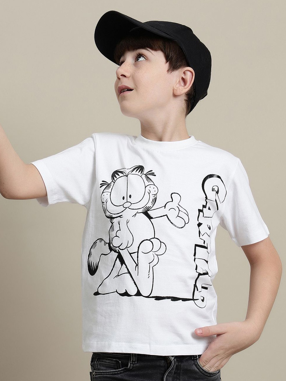 

Kids Ville Boys Garfield Printed Pure Cotton T-Shirt, White