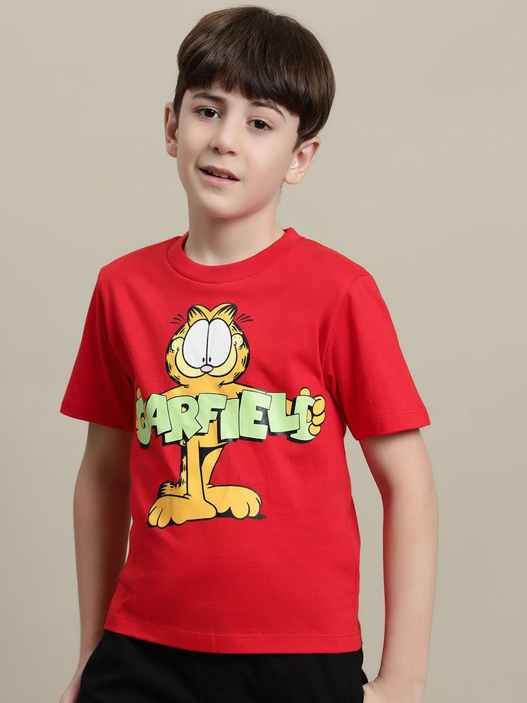 

Kids Ville Boys Garfield Printed Pure Cotton T-Shirt, Red