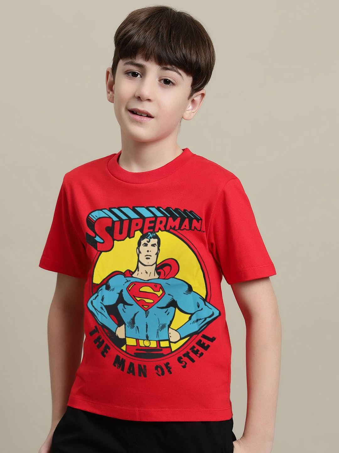 

Kids Ville Boys Superman Printed Pure Cotton T-Shirt, Red