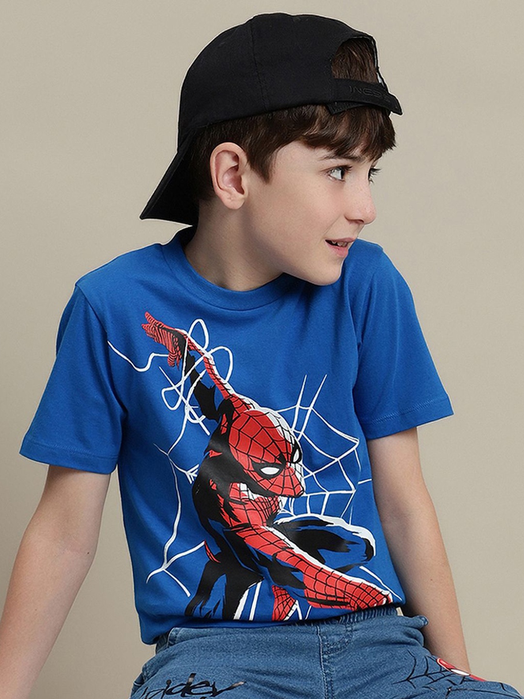 

Kids Ville Boys Spiderman Printed Pure Cotton T-Shirt, Blue