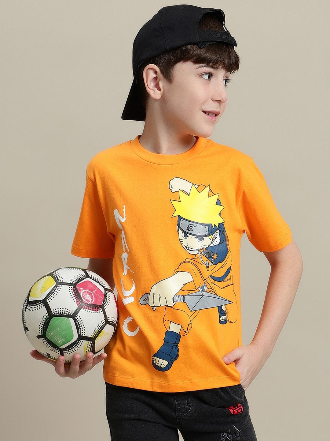 

Kids Ville Boys Naruto Printed Pure Cotton T-Shirt, Orange