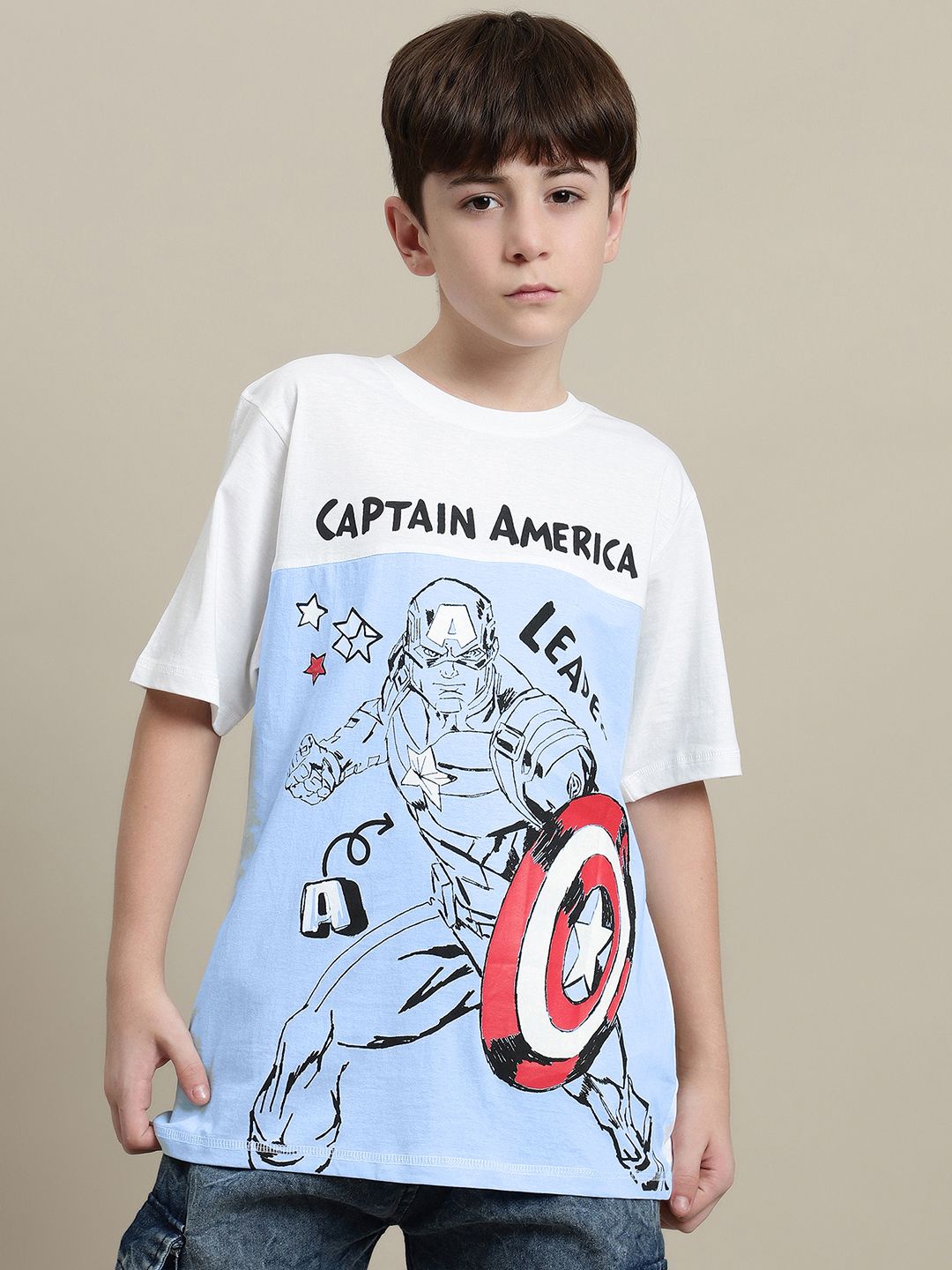 

Kids Ville Boys Captain America Printed T-Shirt, Blue