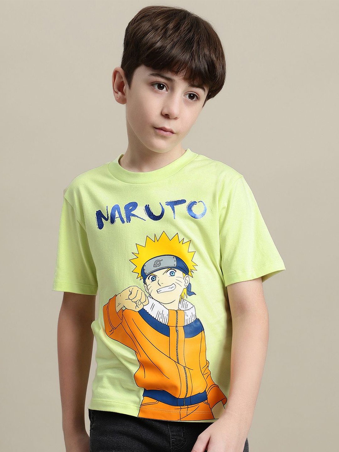 

Kids Ville Boys Naruto Printed Pure Cotton T-Shirt, Green