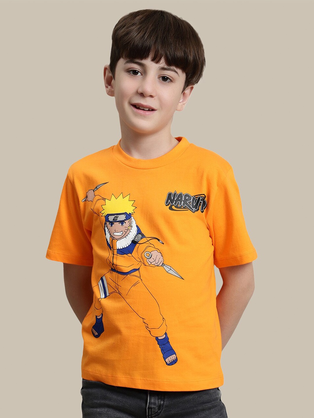 

Kids Ville Boys Naruto Printed Pure Cotton T-Shirt, Orange