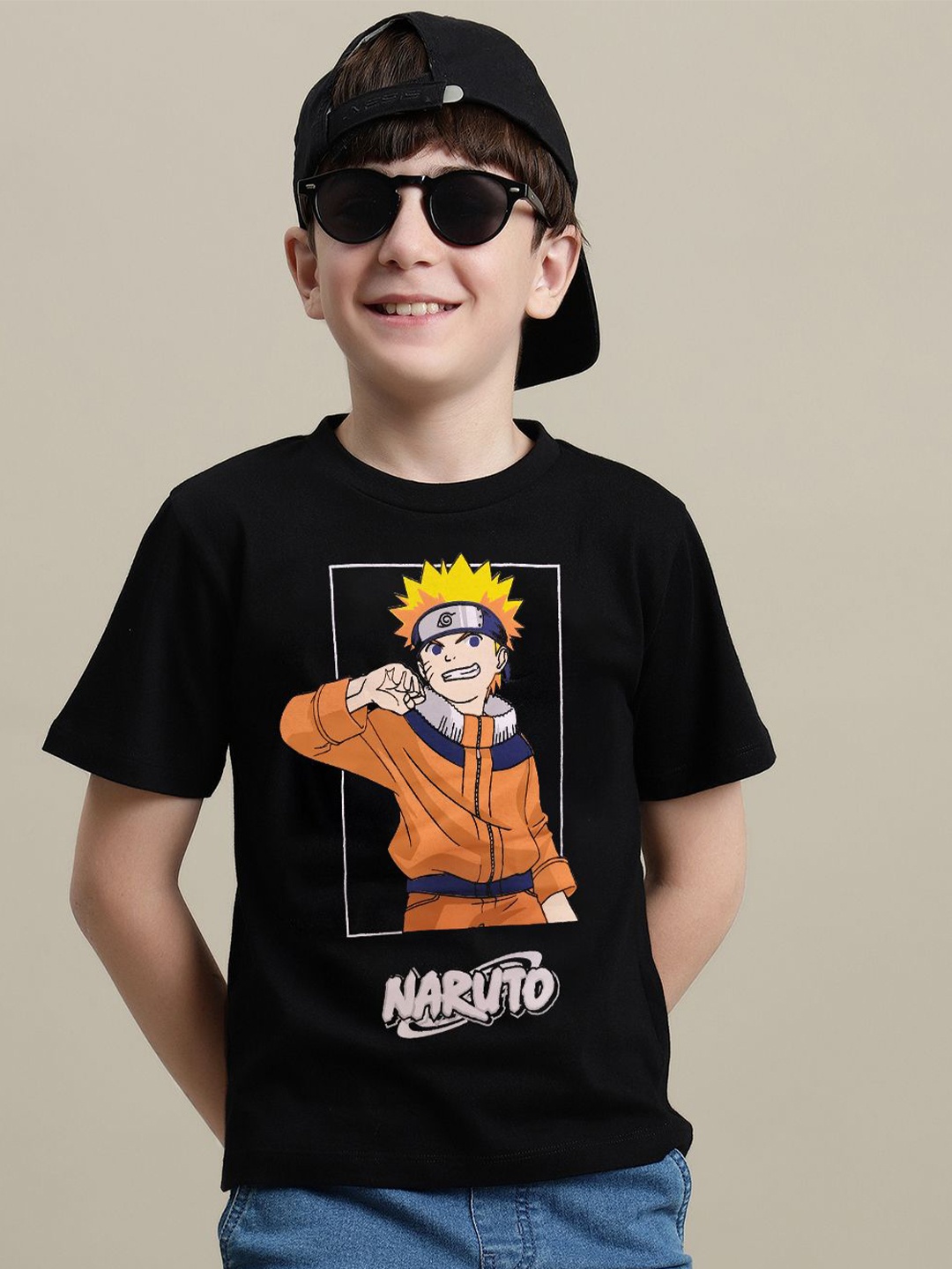 

Kids Ville Boys Naruto Printed Pure Cotton T-Shirt, Black