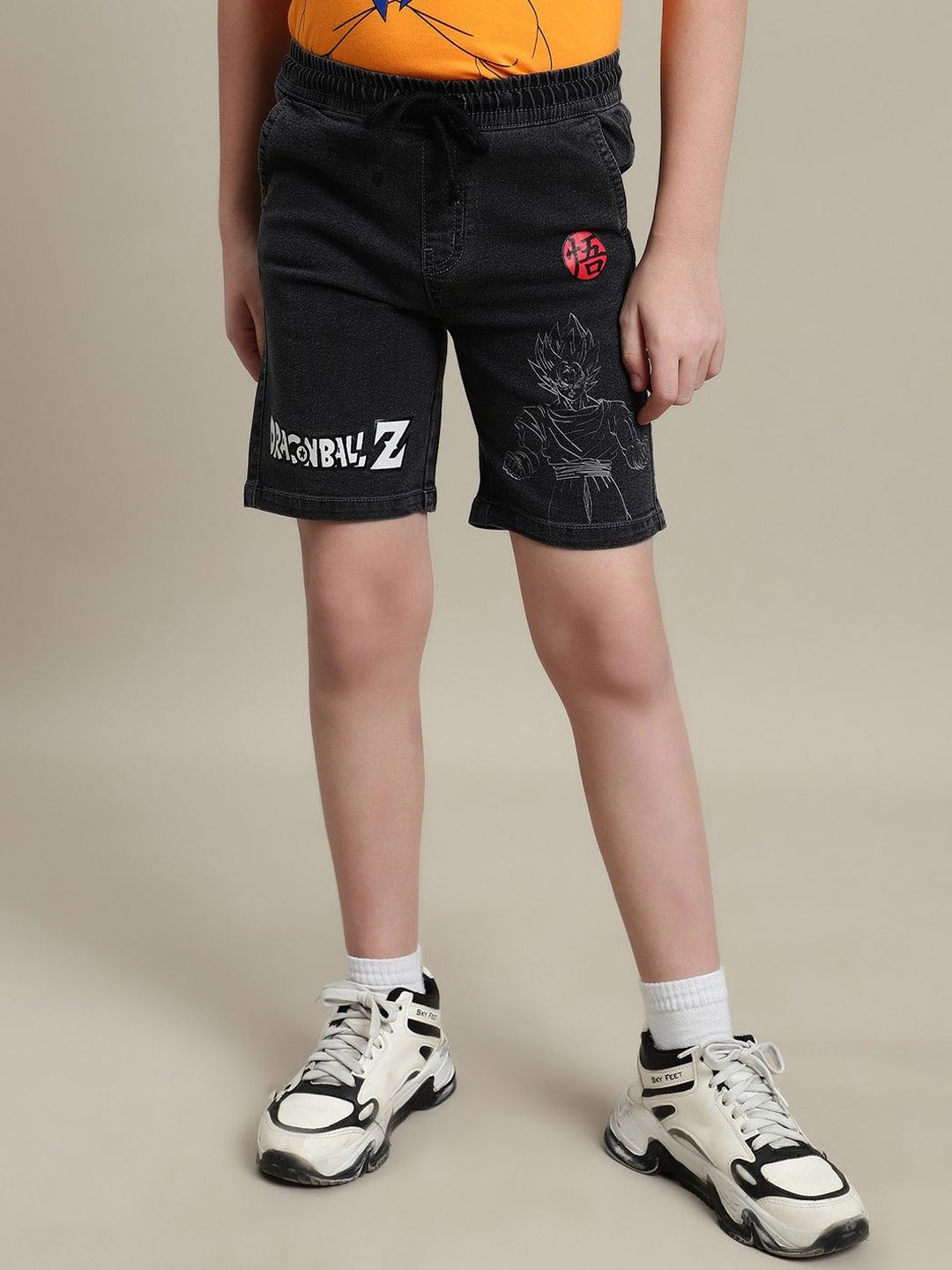 

Kidsville Boys Dragon Ball Z Printed Denim Regular Shorts, Grey