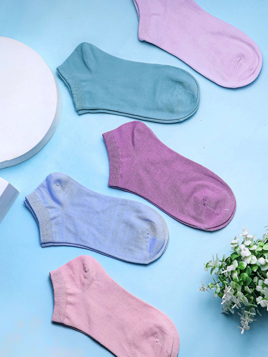 

Brauch Pack Of 5 Ankle-Length Socks, Blue