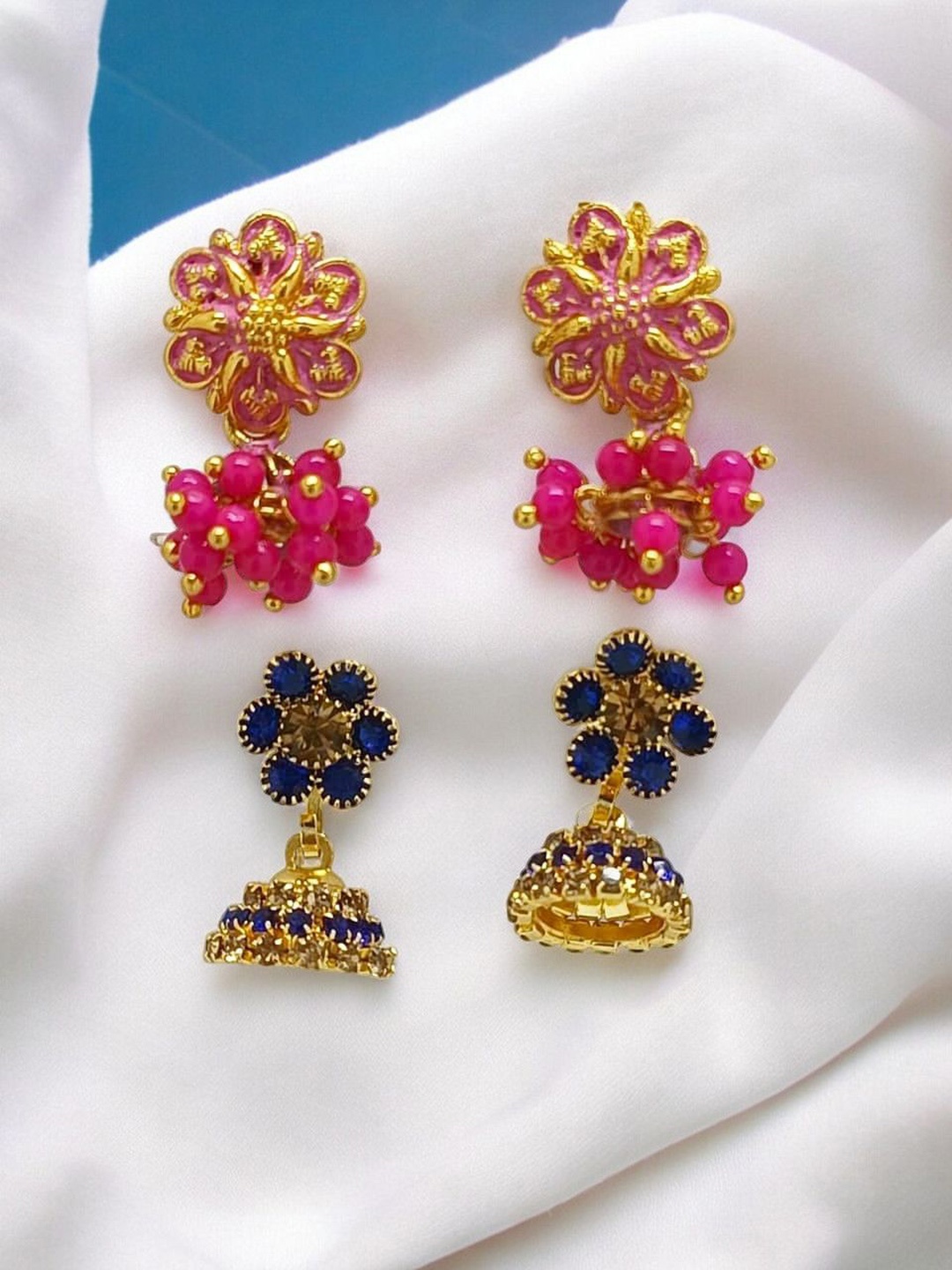 

FEMMIBELLA Circular Jhumkas Earrings, Navy blue