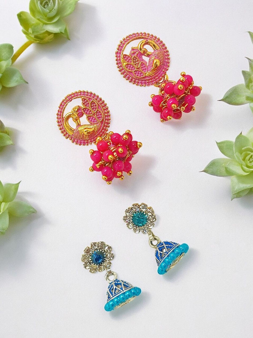 

FEMMIBELLA Circular Drop Earrings, Blue