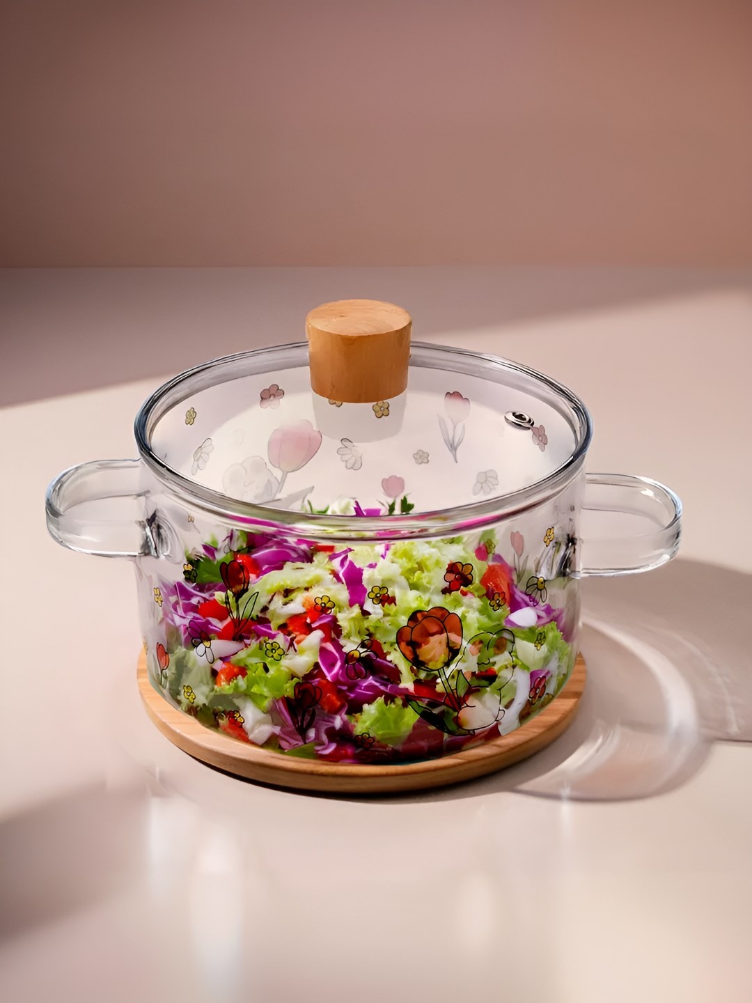 

The Better Home Transparent & Yellow Printed Glass Tope With Lid 1.45 L