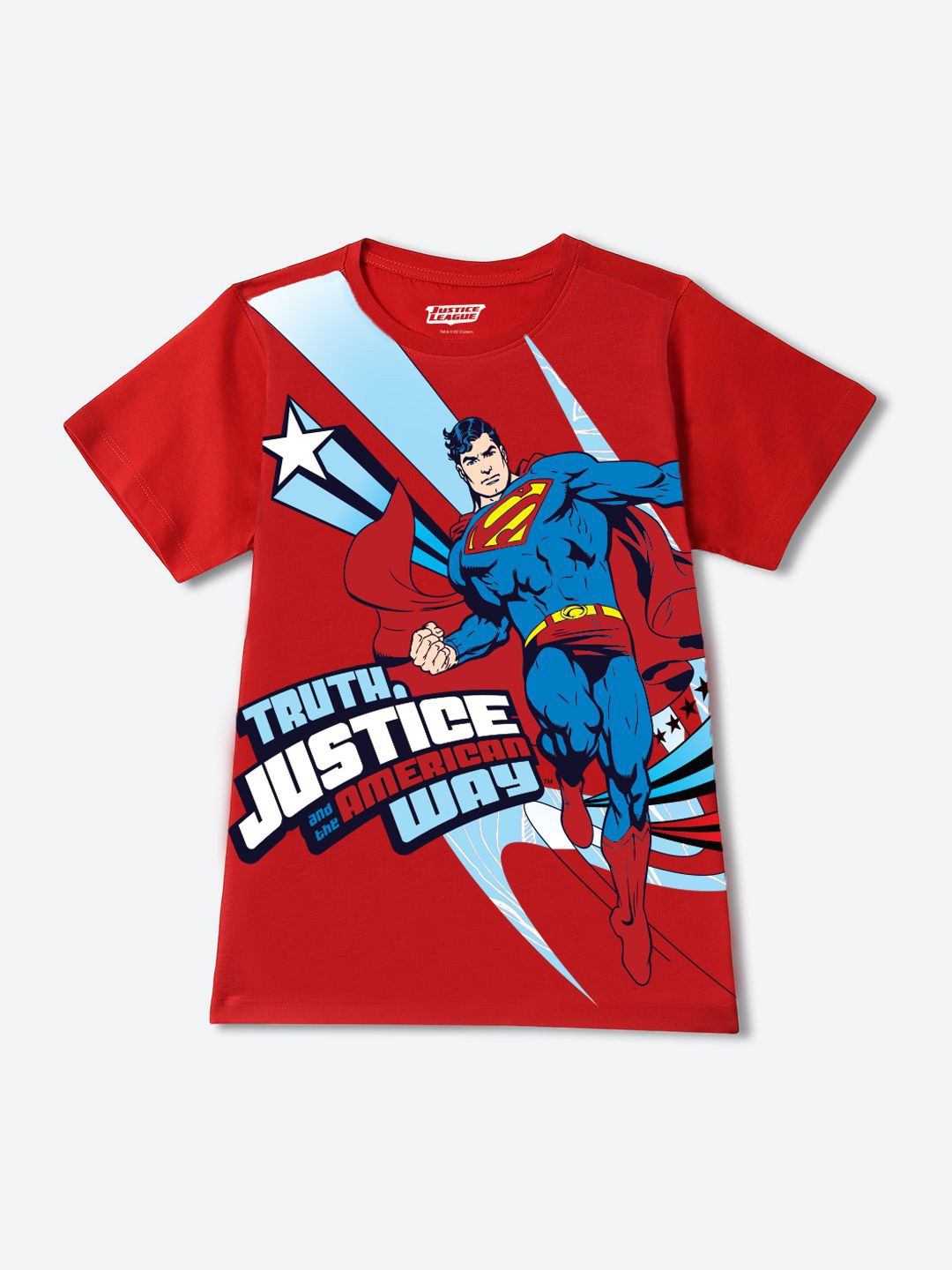 

YK Warner Bros Boys Typography Printed Applique T-shirt, Red