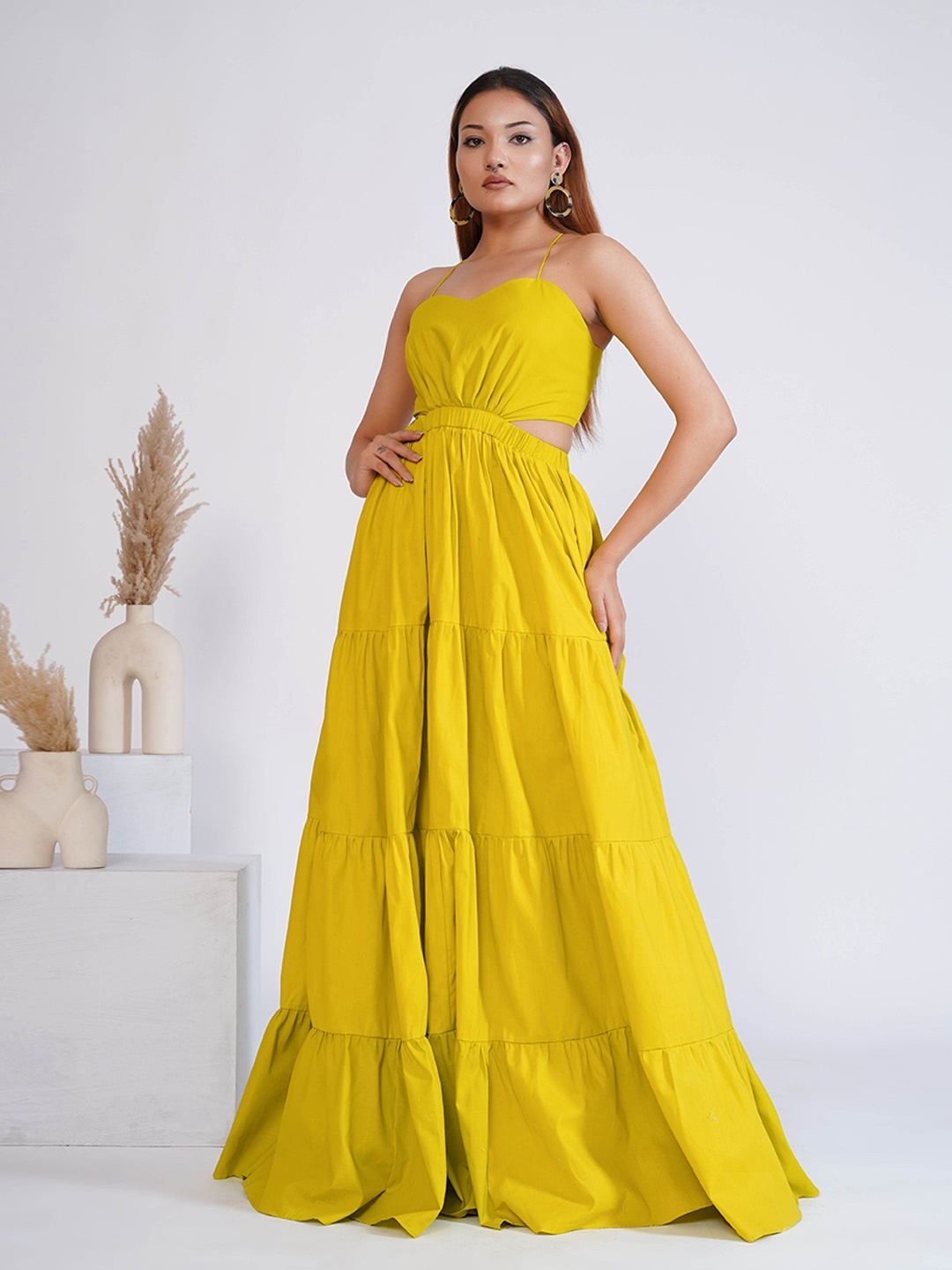 

Salvia Sky Print Maxi Dress, Lime green