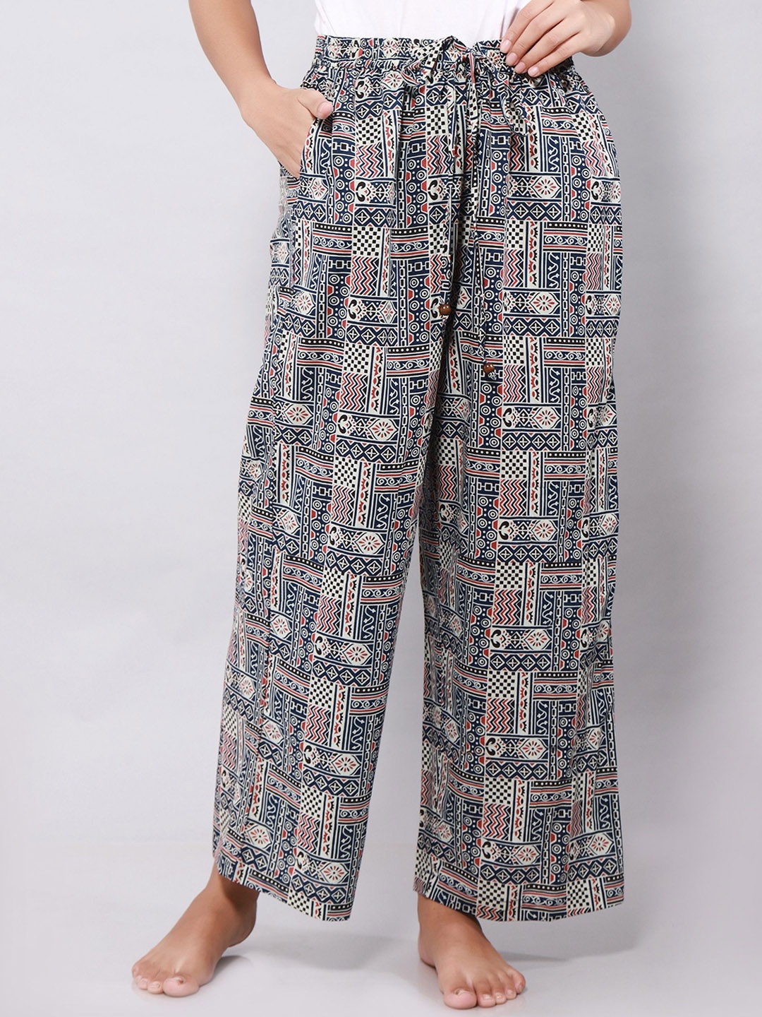 

ETC Women Printed Pure Cotton Lounge Pants, Black