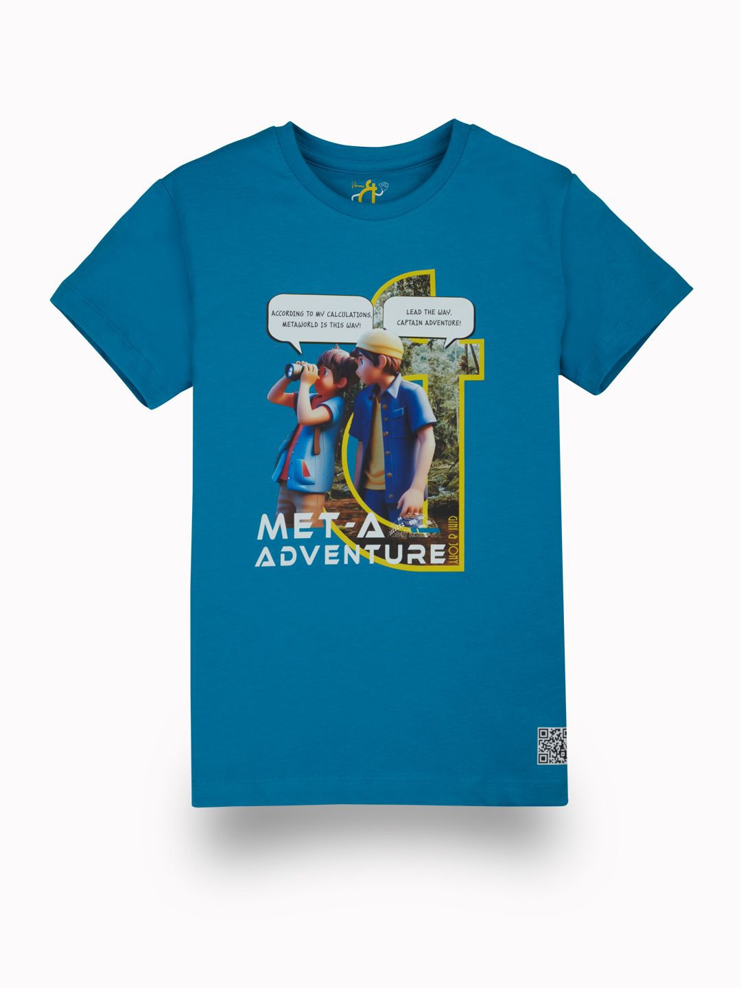 

Gini and Jony Boys Printed V-Neck Applique T-shirt, Blue