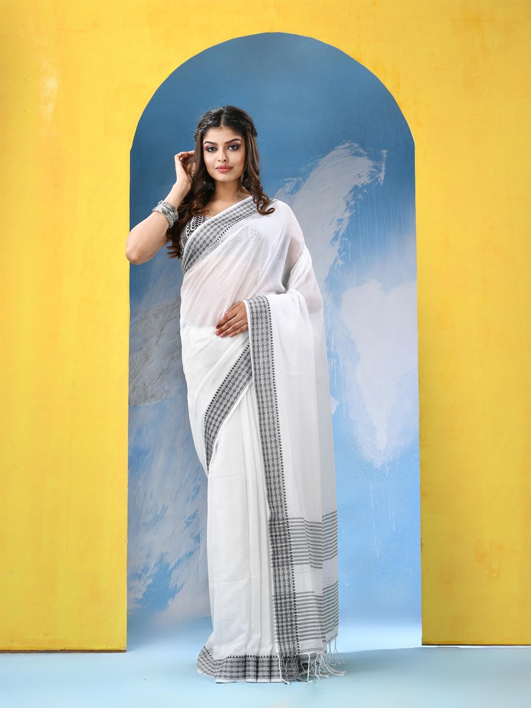 

Angoshobha Pure Cotton Saree, White