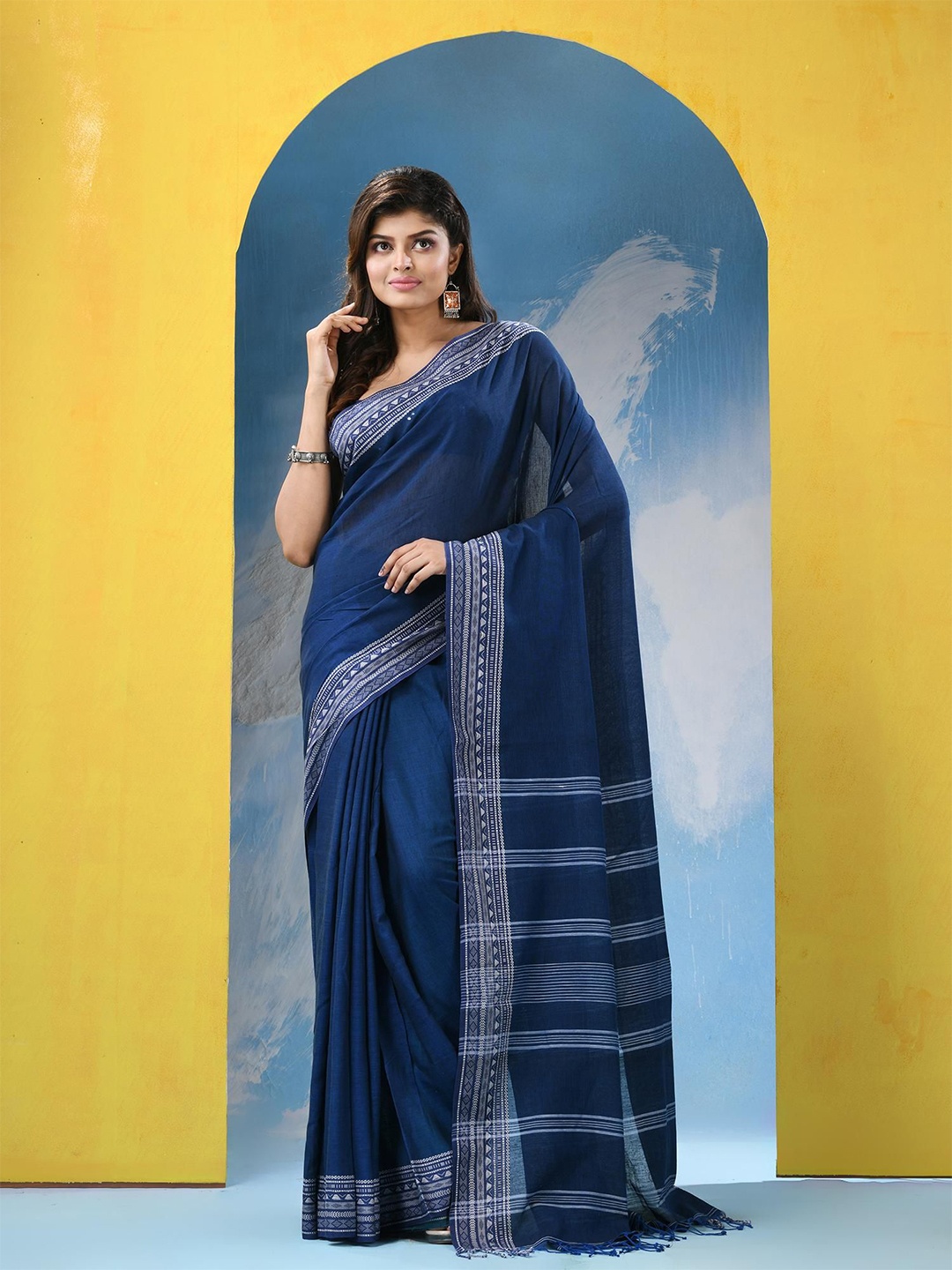 

Angoshobha Pure Cotton Saree, Blue