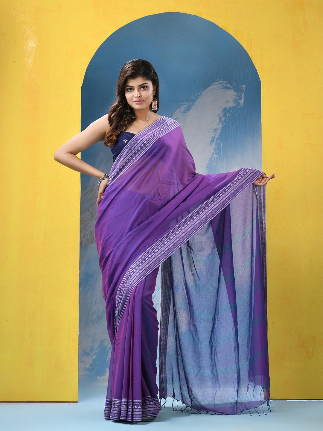 

Angoshobha Pure Cotton Saree, Purple