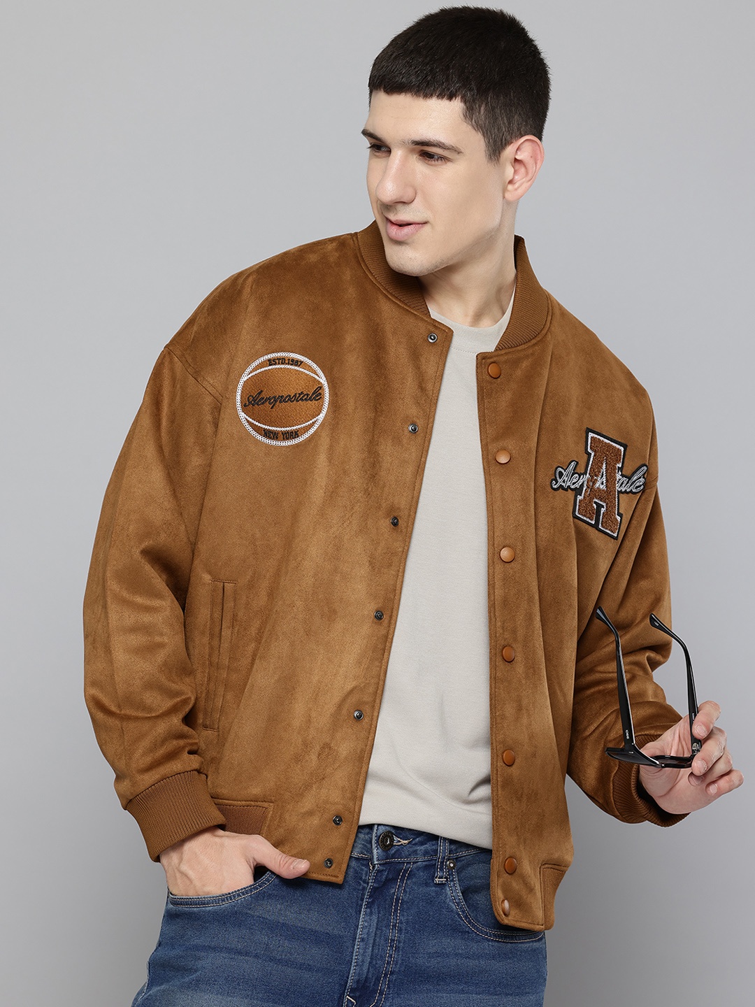 

Aeropostale Stand Collar Bomber Jacket, Rust