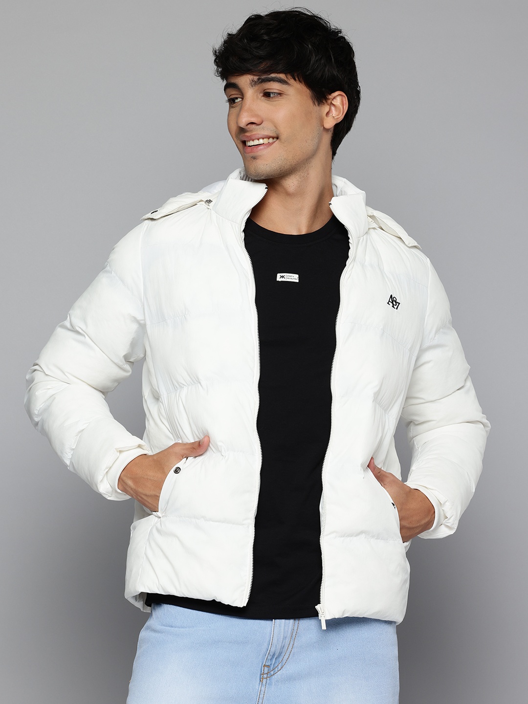 

Aeropostale Men Hooded Padded Jacket, White