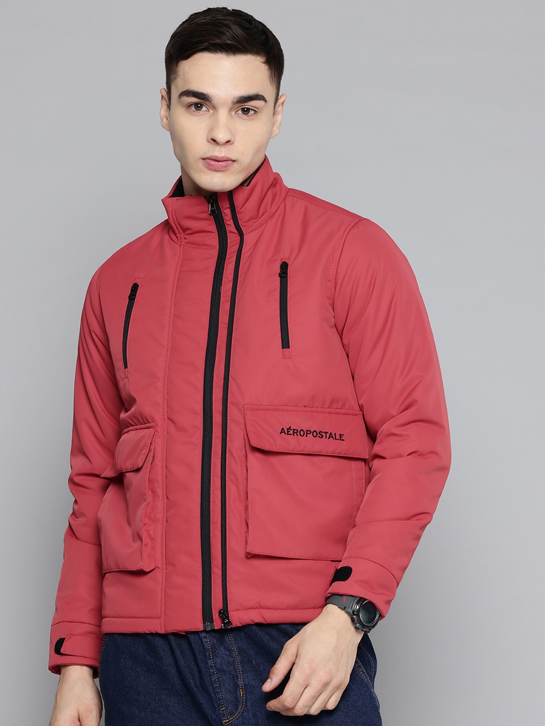 

Aeropostale Oversized Pocket Padded Jacket, Red