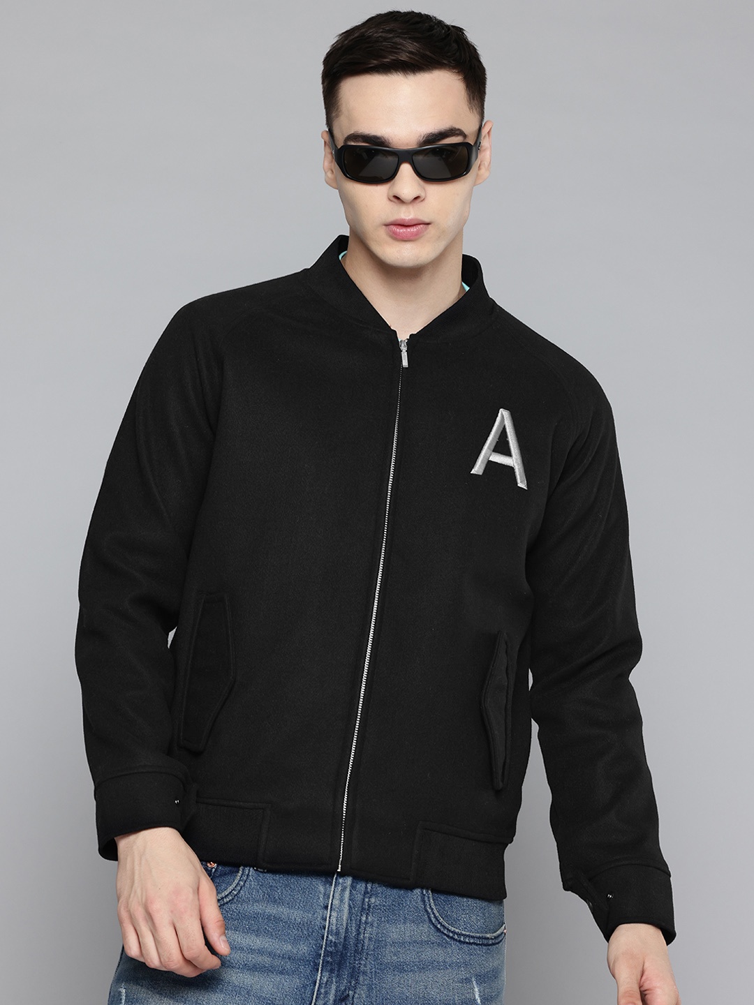 

Aeropostale Embroidered Bomber Jacket, Black