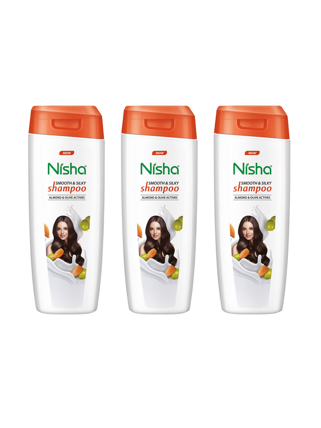 

Nisha Set Of 3 Almond & Olive Shampoo - 80 ml Each, White