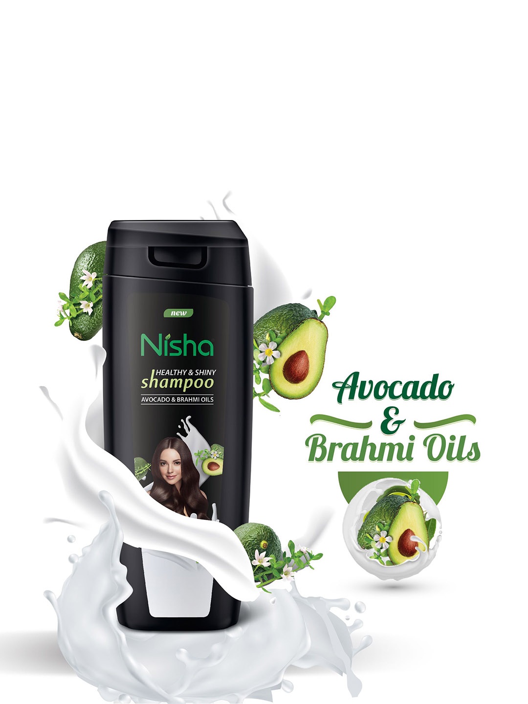 

Nisha Set Of 10 Avocado & Brahmi Oil Shampoo - 80 ml Each, Black