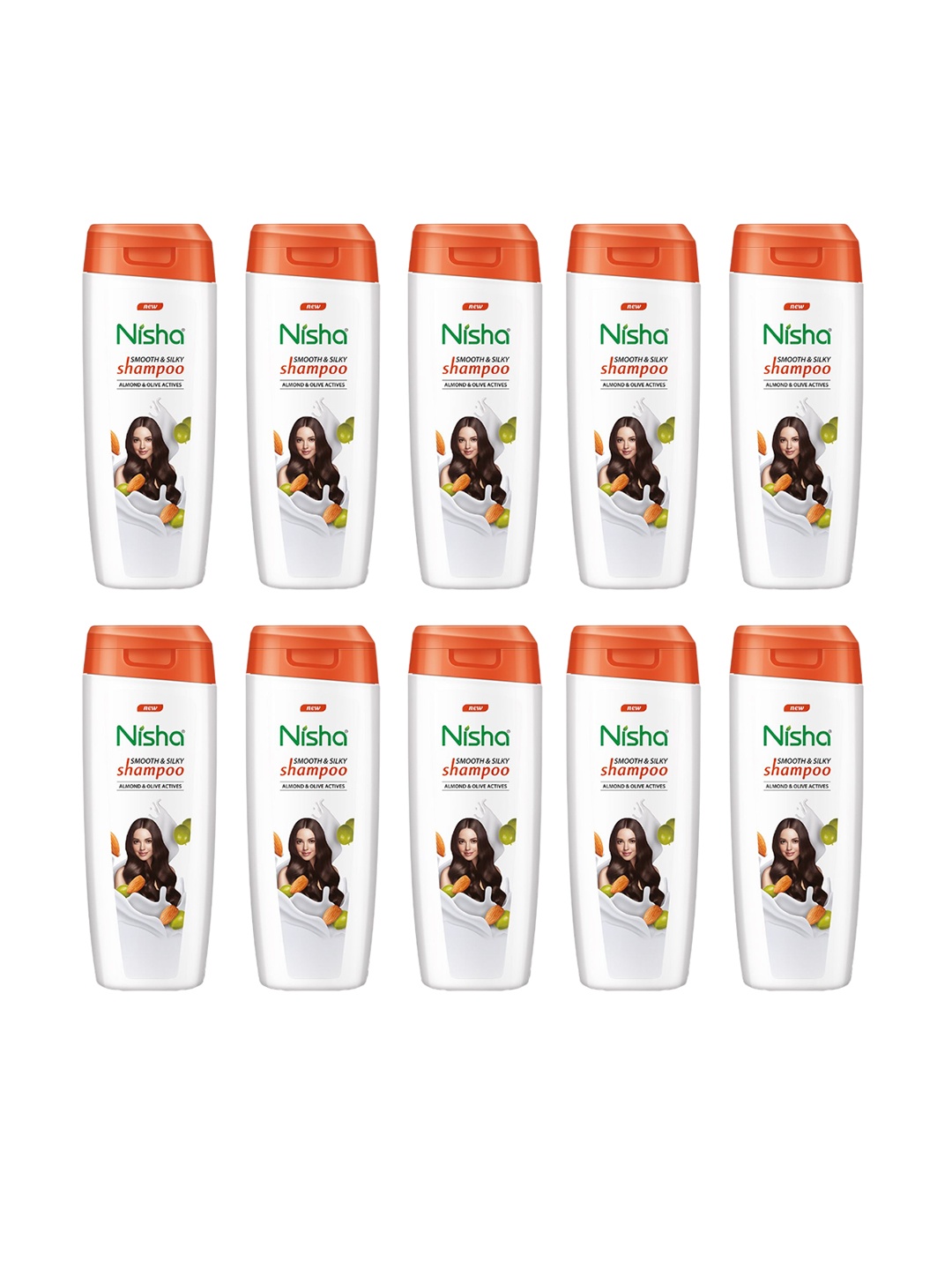 

Nisha Set Of 10 Almond & Olive Shampoo - 80 ml Each, White