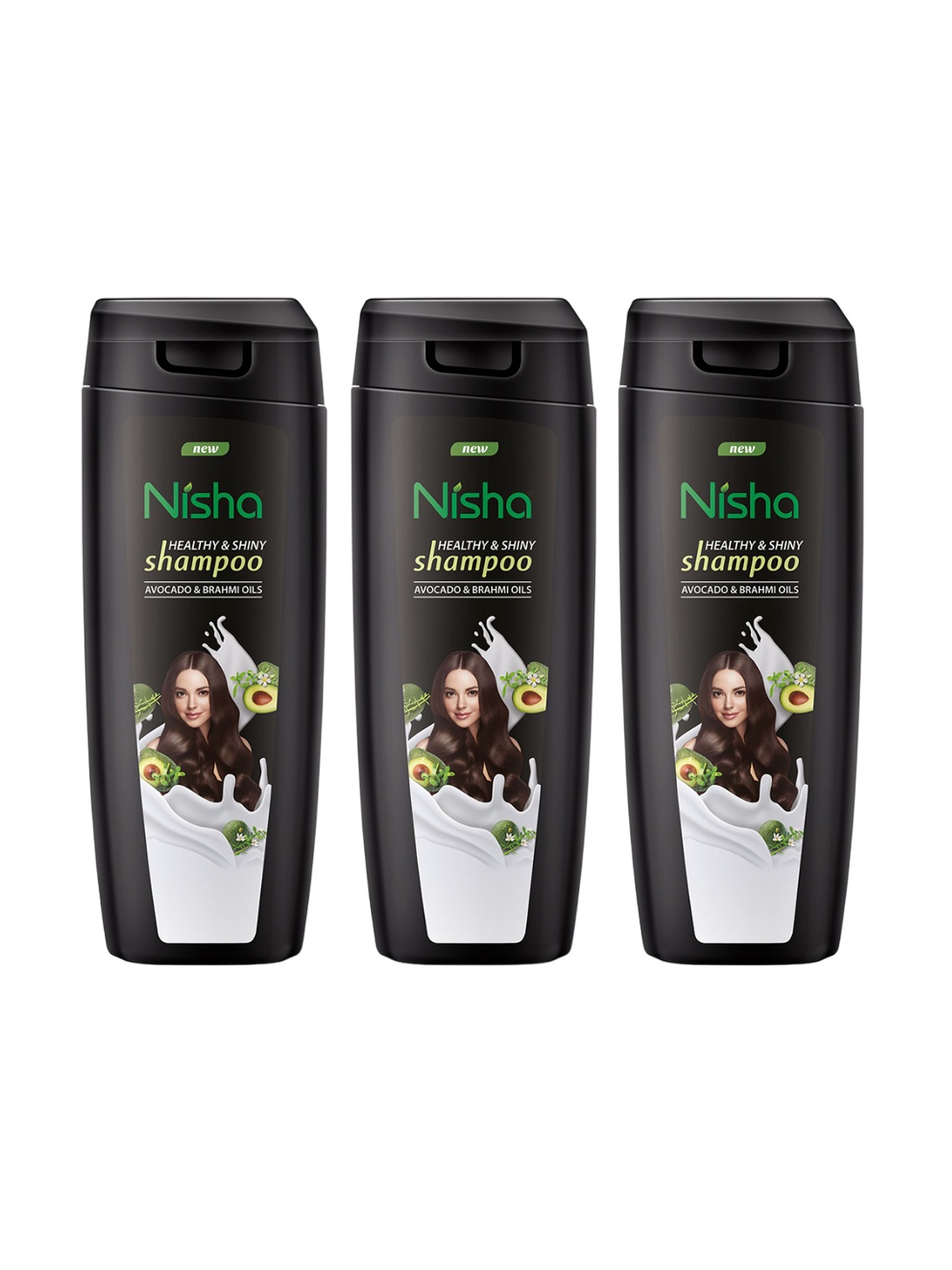 

Nisha Set Of 3 Avocado & Brahmi Shampoo - 80 ml Each, Black