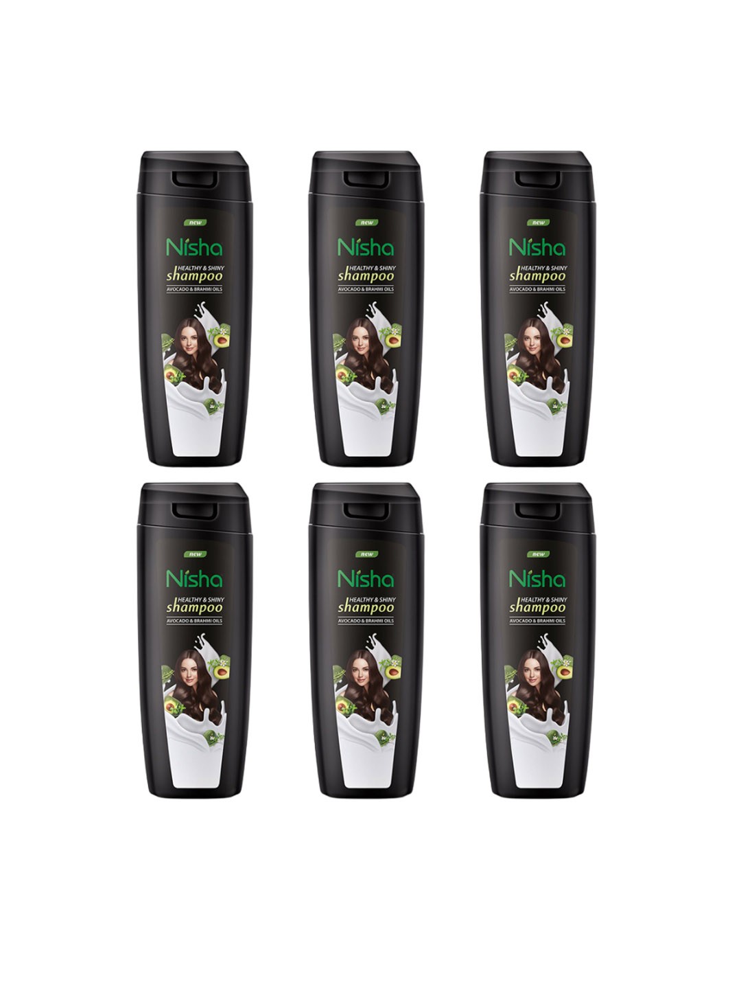 

Nisha Set Of 6 Avocado & Brahmi Shampoo - 80 ml Each, Black