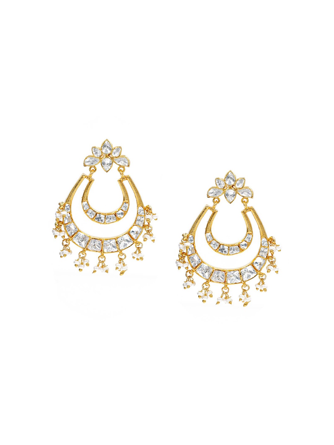 

SANGEETA BOOCHRA Teardrop Shaped Chandbalis Earrings, Gold