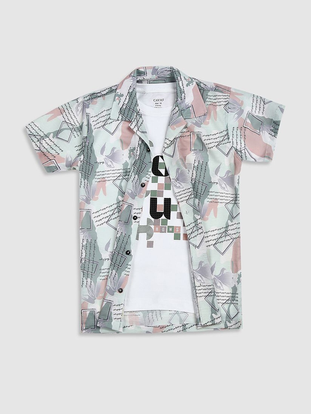 

CAVIO Boys Comfort Opaque Printed Casual Shirt, Green