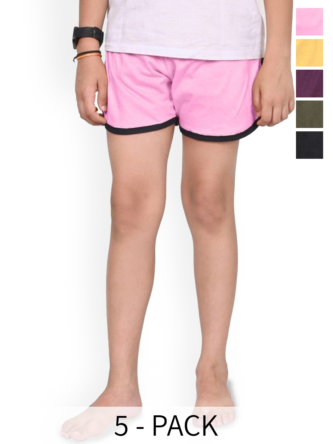 

BAESD Boys Pack Of 5 Pure Cotton High-Rise Shorts, Pink