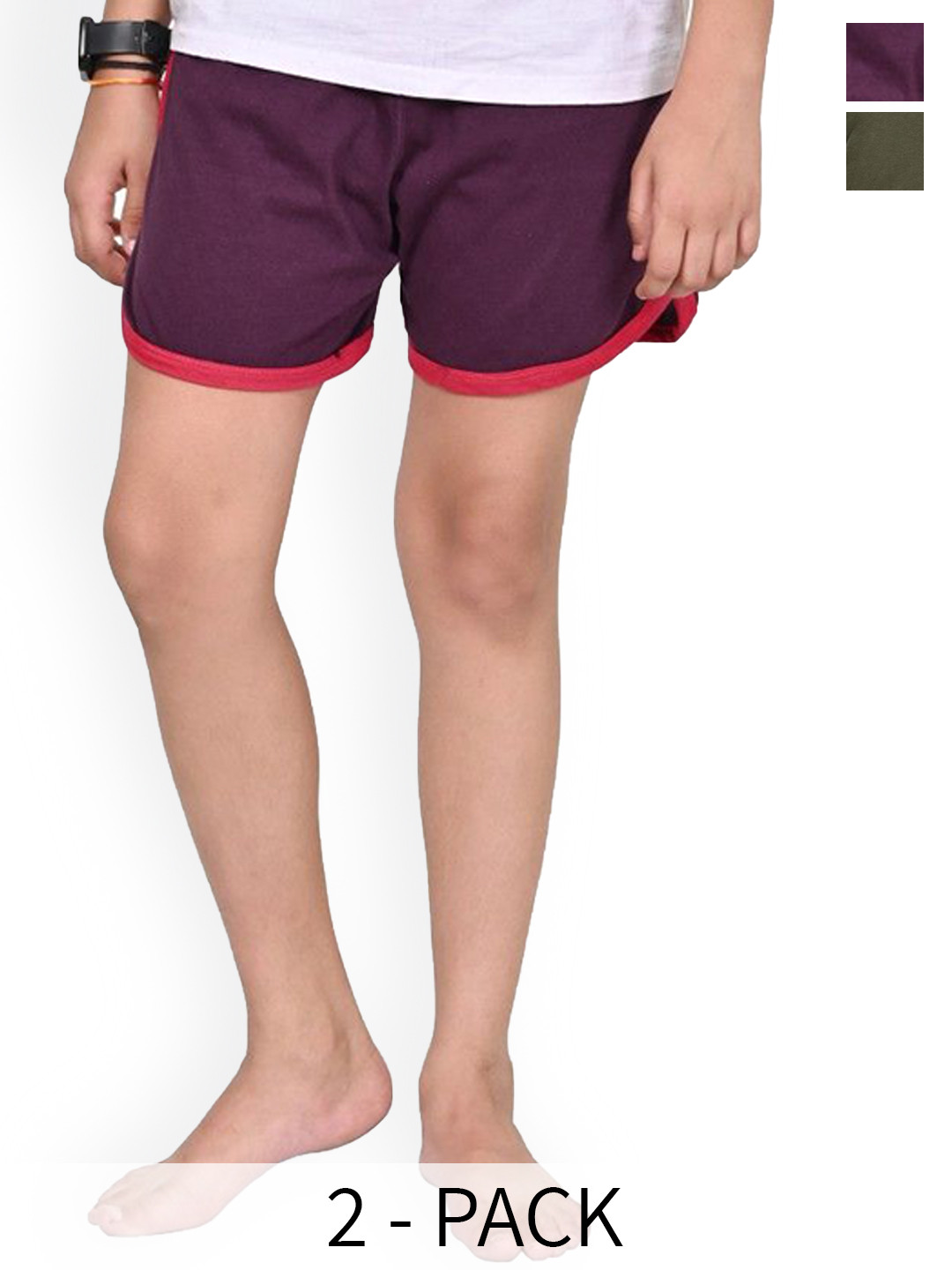 

BAESD Boys Pack of 2 High-Rise Pure Cotton Shorts, Olive