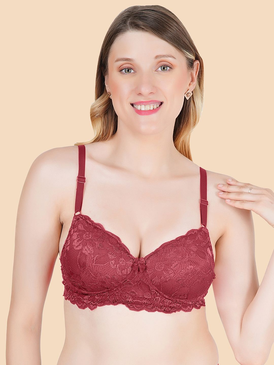 

Tweens Floral Bra Full Coverage Lightly Padded, Maroon