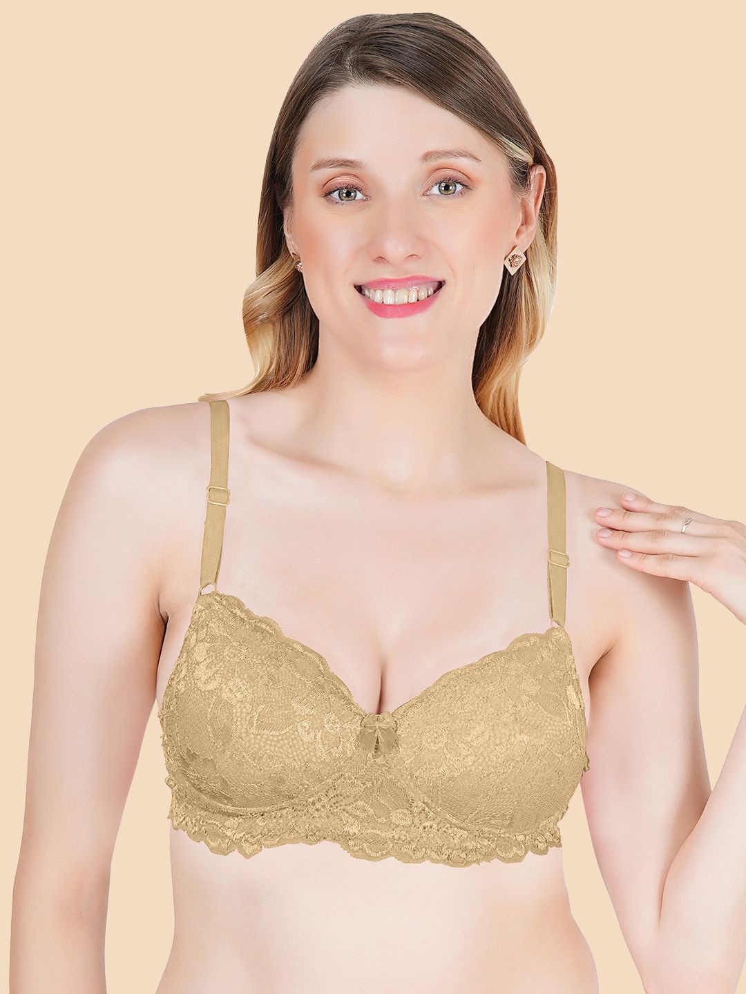 

Tweens Floral Bra Full Coverage Lightly Padded, Beige