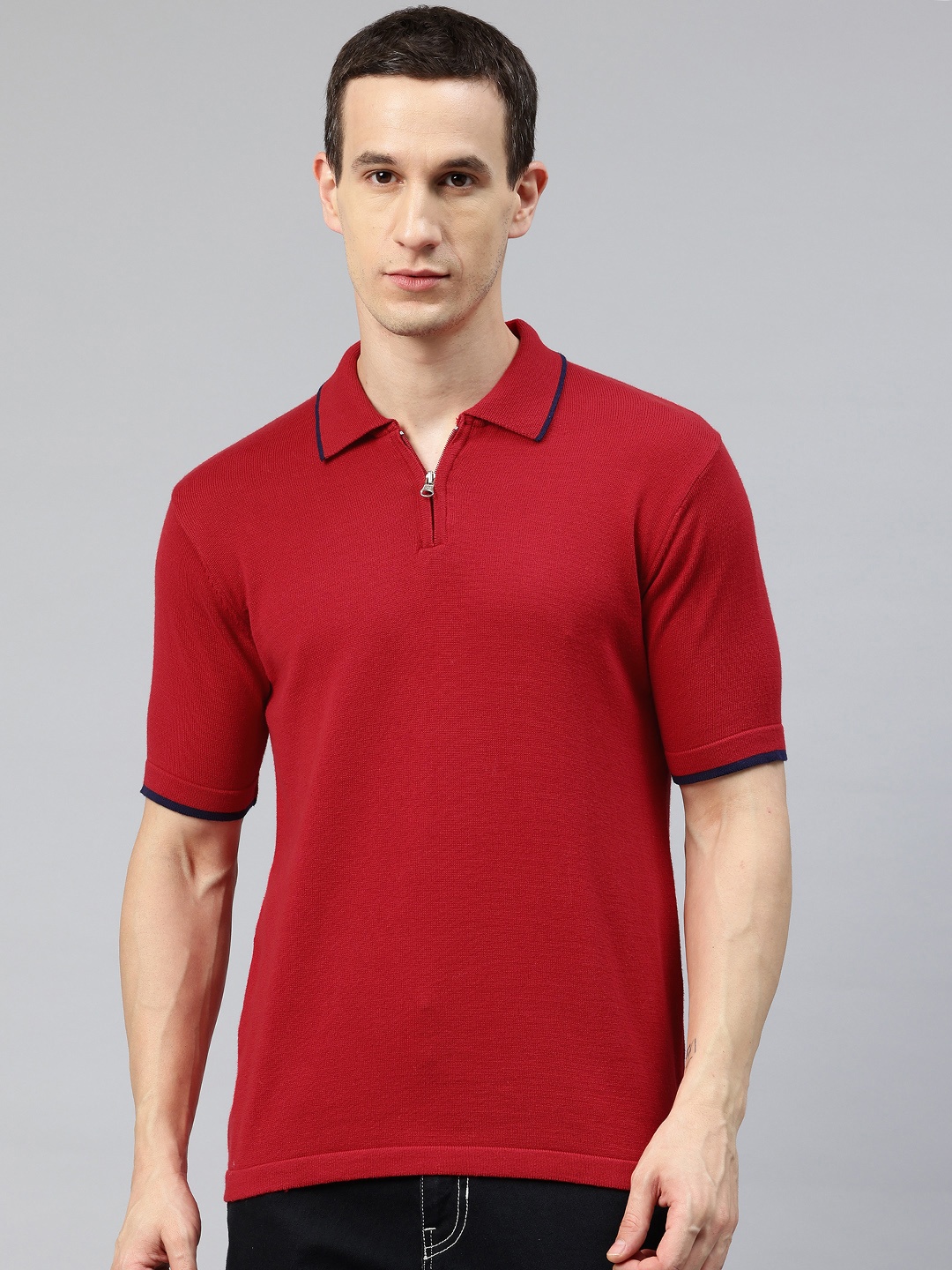 

Pierre Carlo Men Solid Polo Collar T-shirt, Red