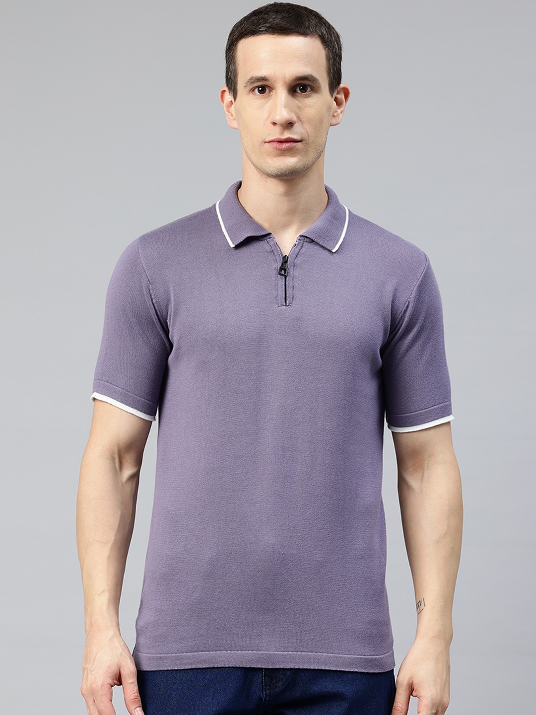 

Pierre Carlo Men Solid Polo Collar T-shirt, Purple