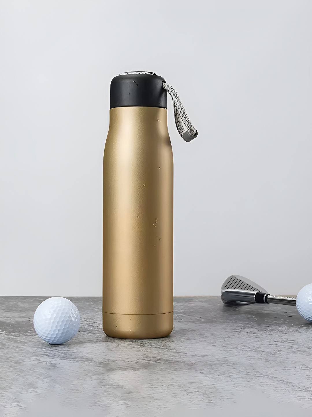 

Kuber Industries Brown & Gold-Toned Single Stainless Steel Solid Water Bottle