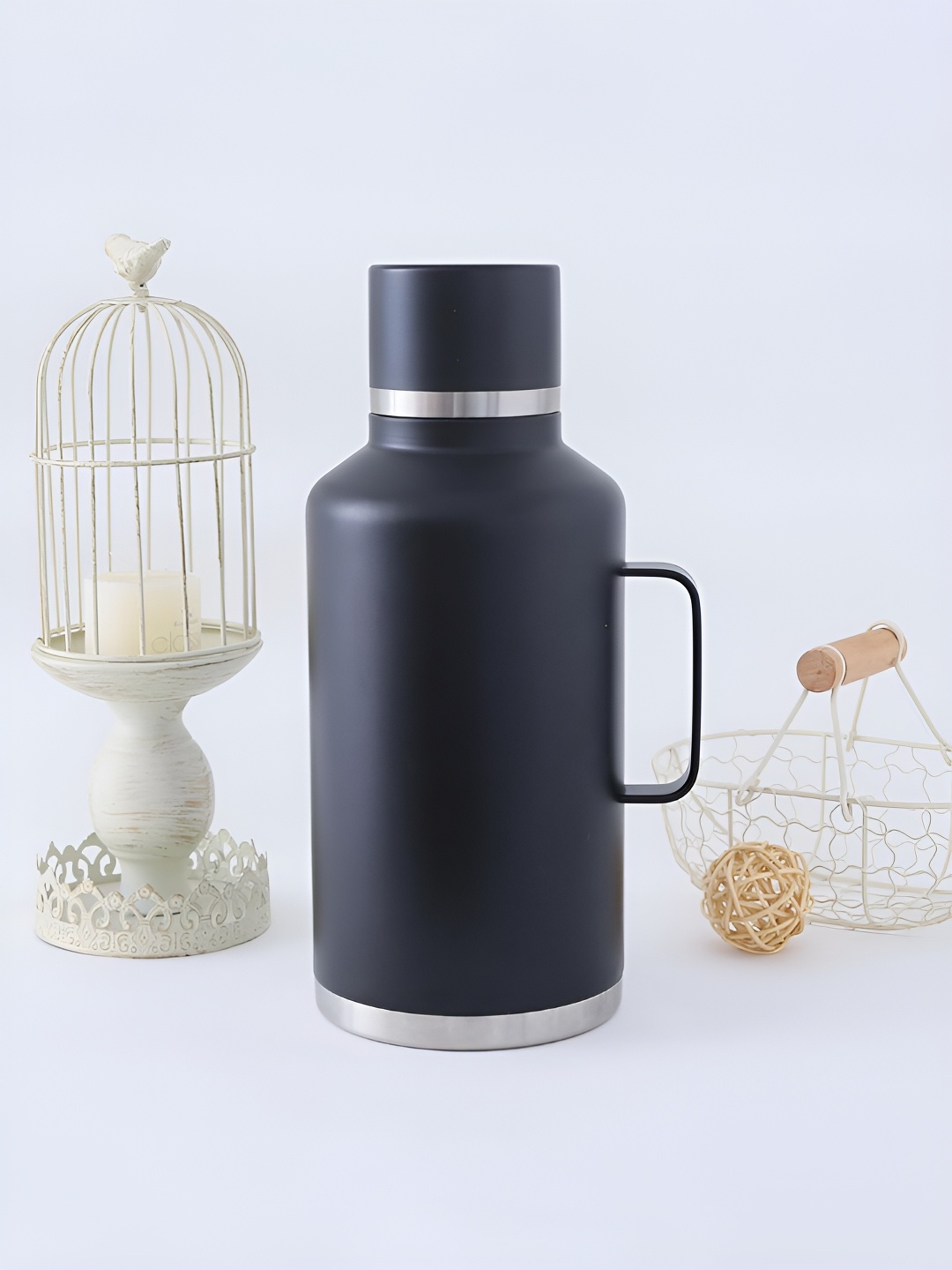 

Kuber Industries Black & Silver-Toned Single Stainless Steel Solid Water Bottle