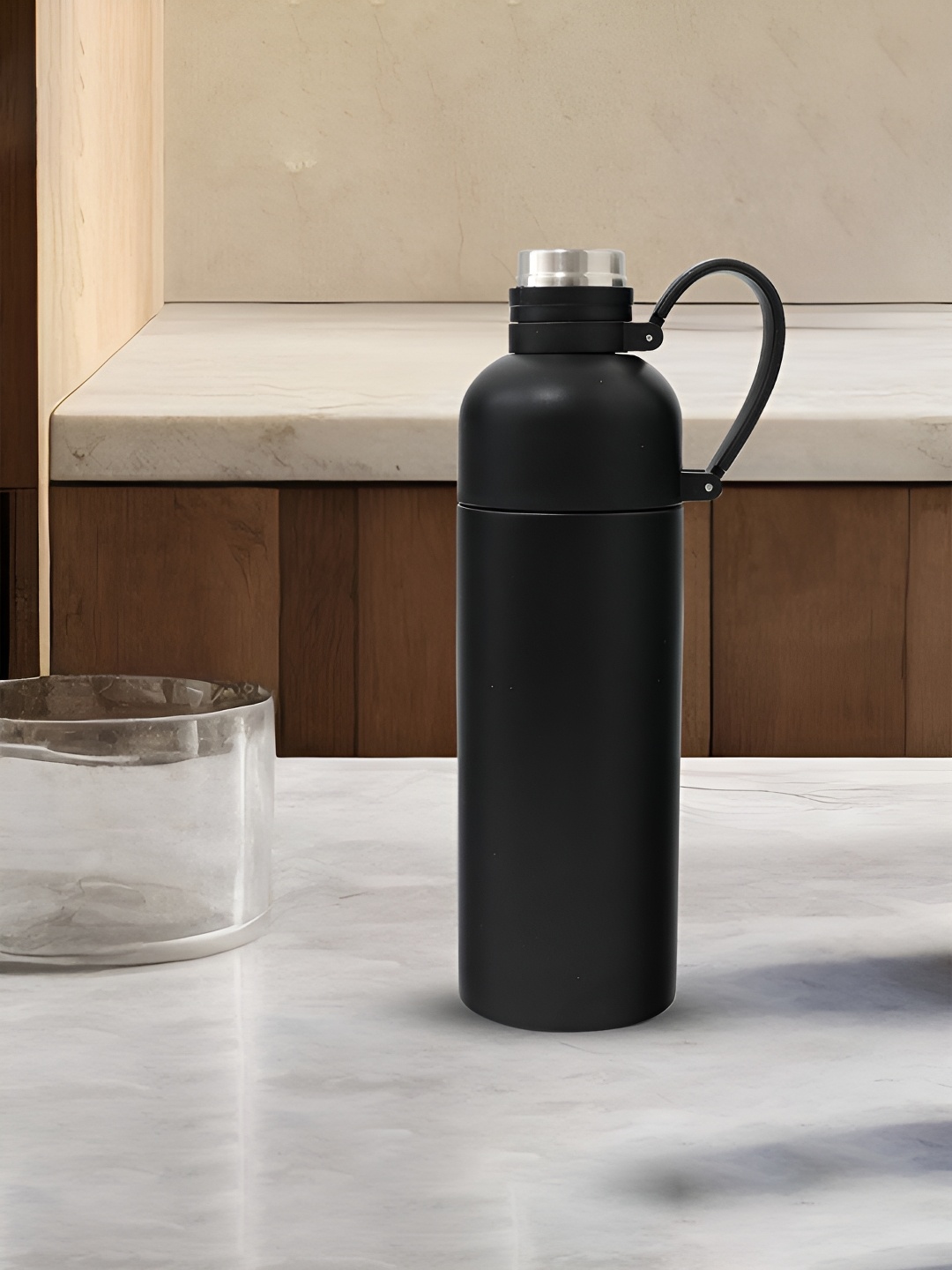 

Kuber Industries Black Single Stainless Steel Solid Water Bottle