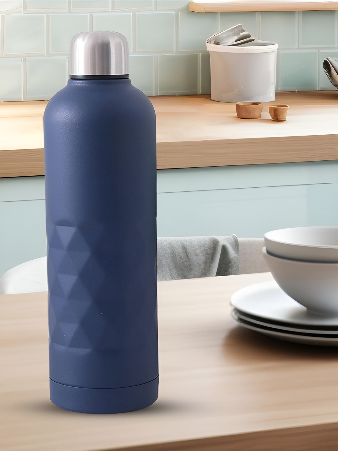 

Kuber Industries Blue Single Stainless Steel Solid Water Bottle