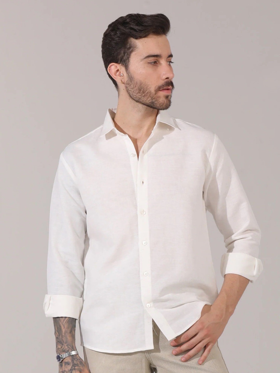 

BOTNIA Men Opaque Casual Shirt, White