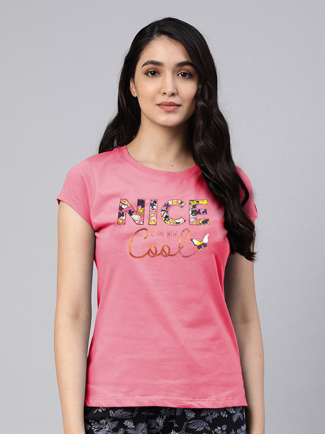 

LYRA Women Typography Printed T-shirt, Pink