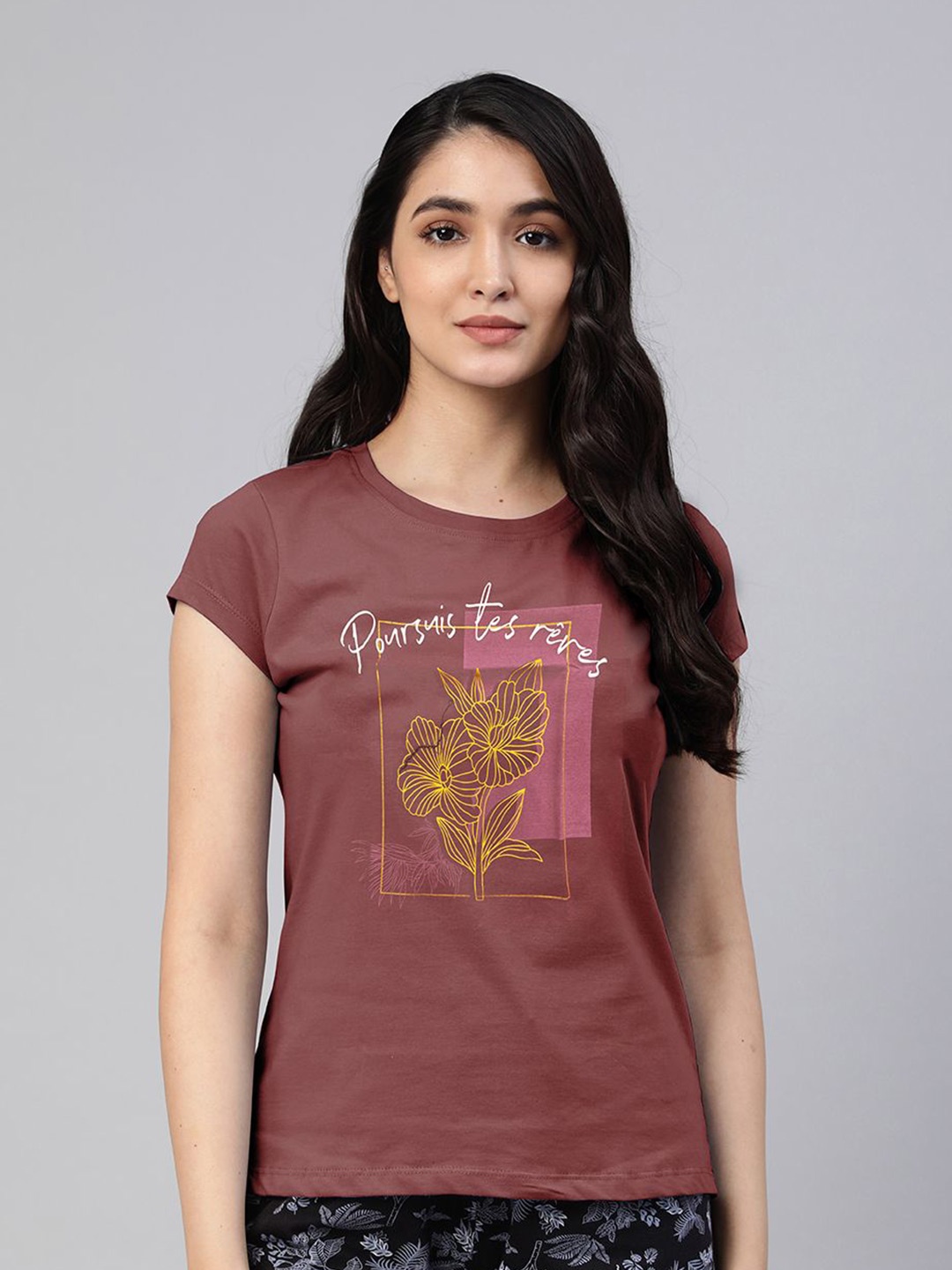 

LYRA Women Typography Printed T-shirt, Pink